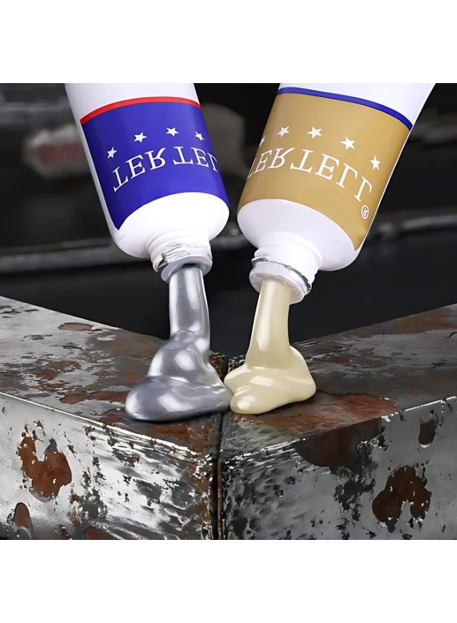 ترتيل غراء إيبوكسي لإصلاح المعادن AB من تيرتيل، ٥٠ غرام - لاصق قوي للحام البارد للحديد والفولاذ والألومنيوم والنحاس والبلاستيك والبولي فينيل كلوريد، مثالي لإصلاح السيارات والأنابيب والأسطح - Image 4